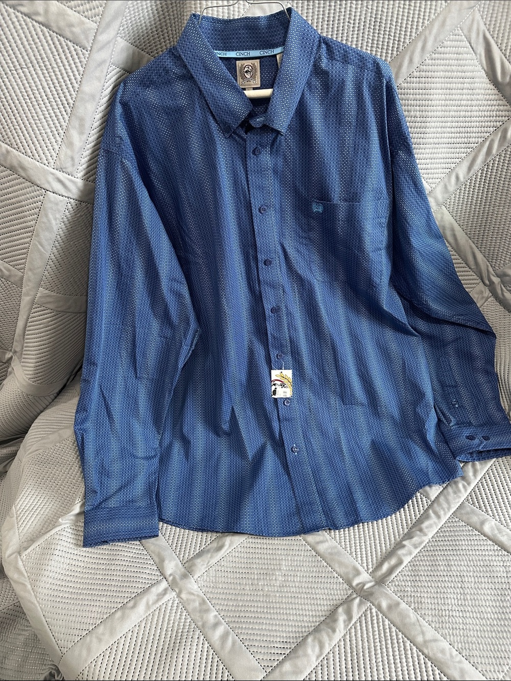 Cinch Men's Navy Micro-Pattern Dress Shirt
